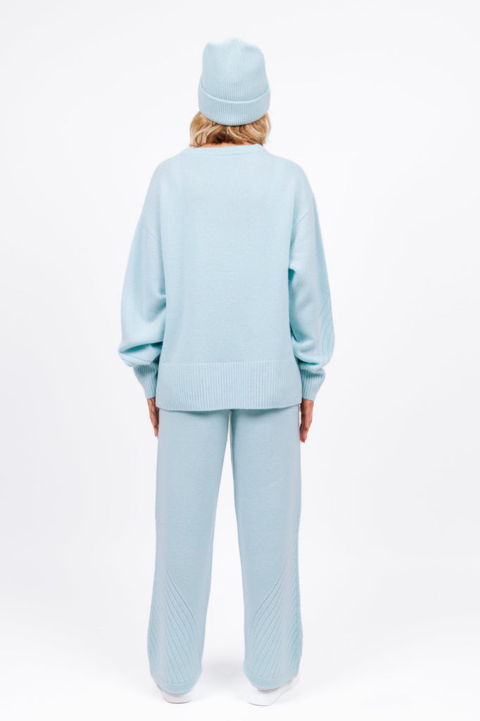 Cashmere Lounge Sweater pants in Baby Blue color for women at shop AASHKA