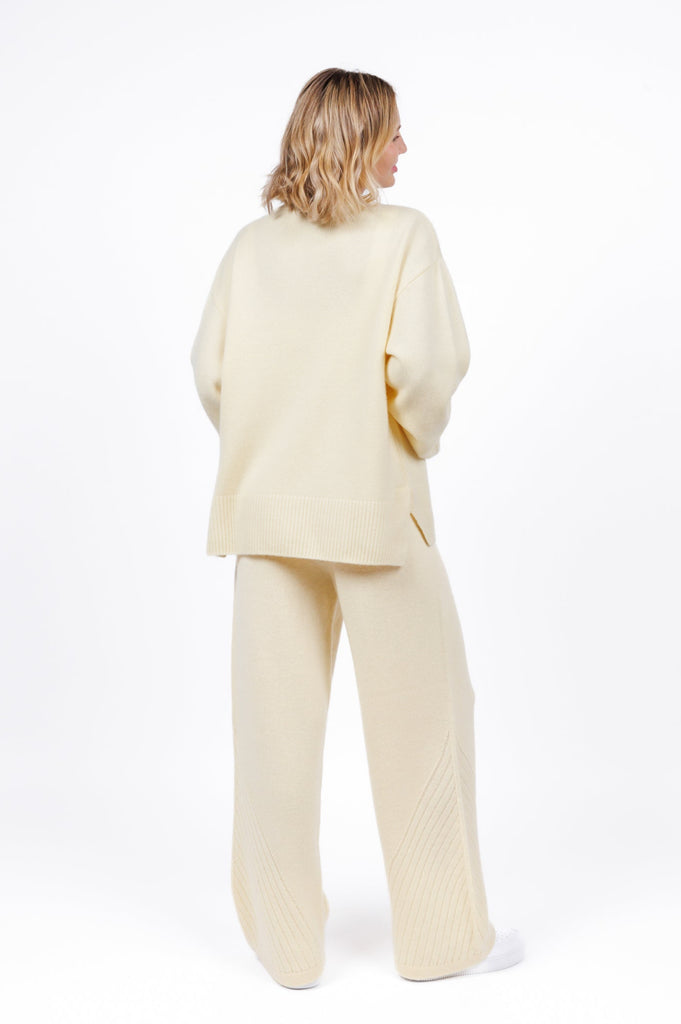 Cashmere Crewneck Sweater in Butter Yellow for women at shop AASHKA