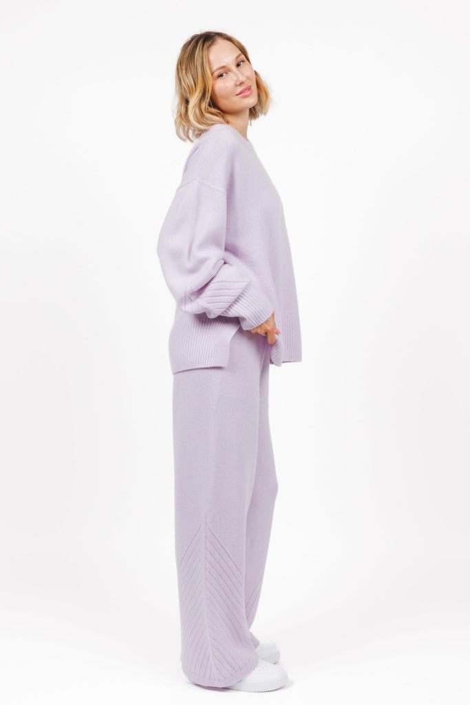 Cashmere Crewneck Sweater in Lilac Pop for women at shop AASHKA
