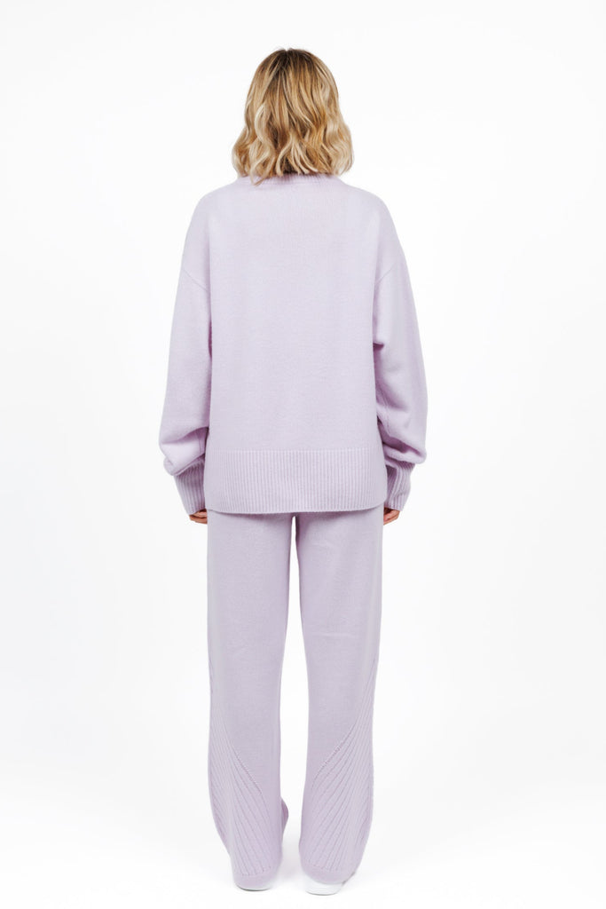 Cashmere Crewneck Sweater in Lilac Pop for women at shop AASHKA