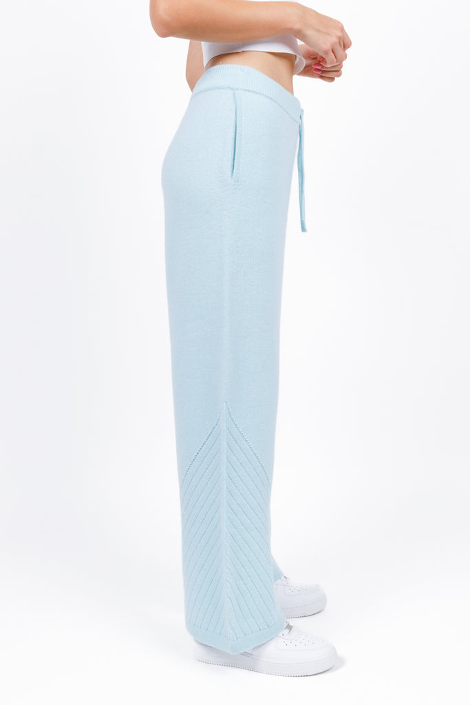 cashmere sweater lounge pants in Baby Blue color for women at shop AASHKA