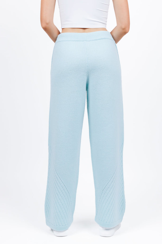 Cashmere sweater lounge pants in Baby Blue color for women at shop AASHKA