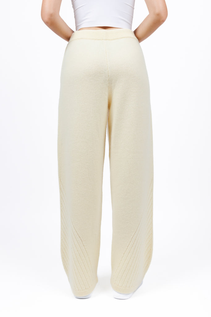 Cashmere sweater lounge pants in butter yellow color for women at shop AASHKA